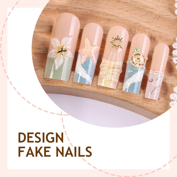 Creative acrylic nail set with floral and maritime accents Stornfield