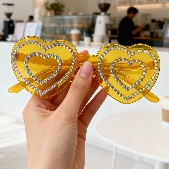 Rhinestone-Embellished Heart-Shaped Sunglasses Stornfield 1787141238