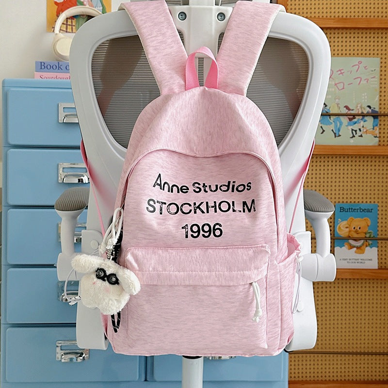 Casual Lightweight Backpack with Cute Plush Charm Stornfield