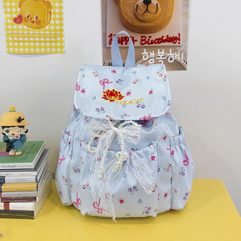 Floral-Embellished Drawstring Backpack Stornfield