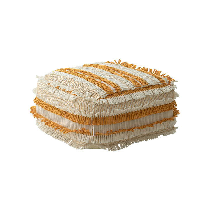 Floor cushion pouf with structured fringe surface Stornfield
