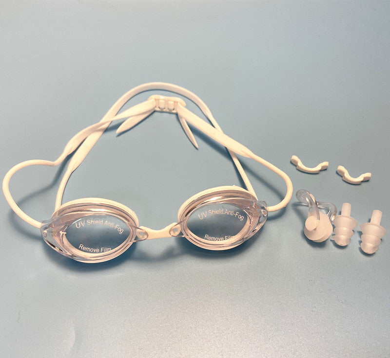 Swimming goggles with adjustable head strap and comfort nose piece Stornfield