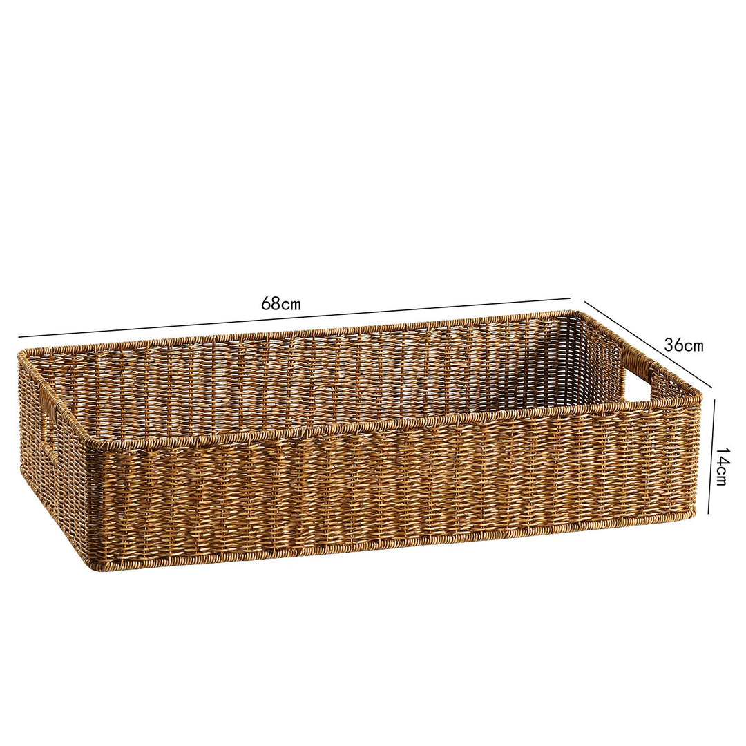 Large Handwoven Rectangular Storage Basket with Cutout Handles Stornfield