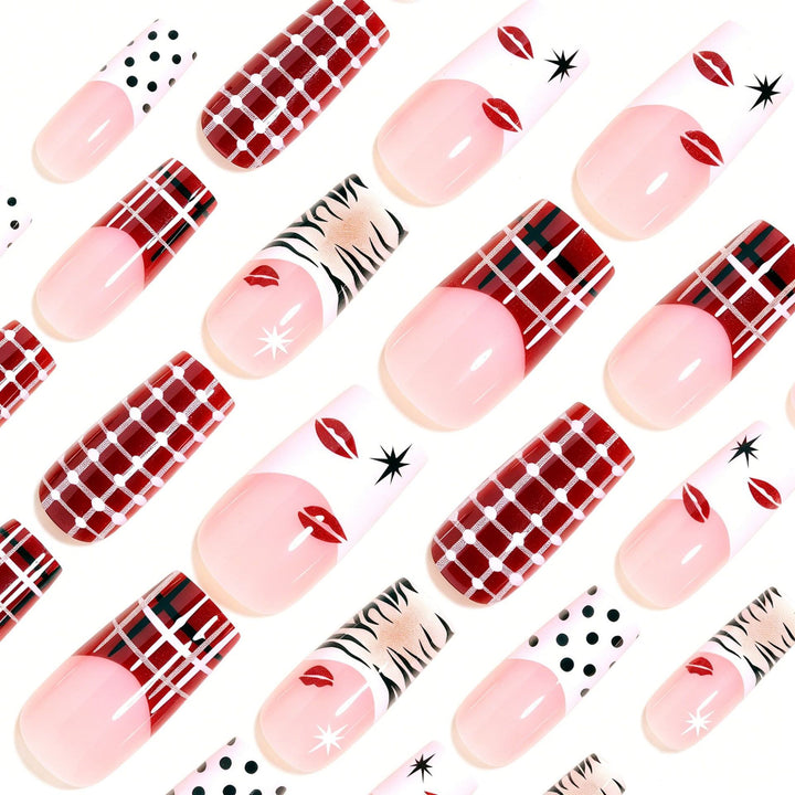 Artistic Press-On Nail Set with Unique Patterns Stornfield