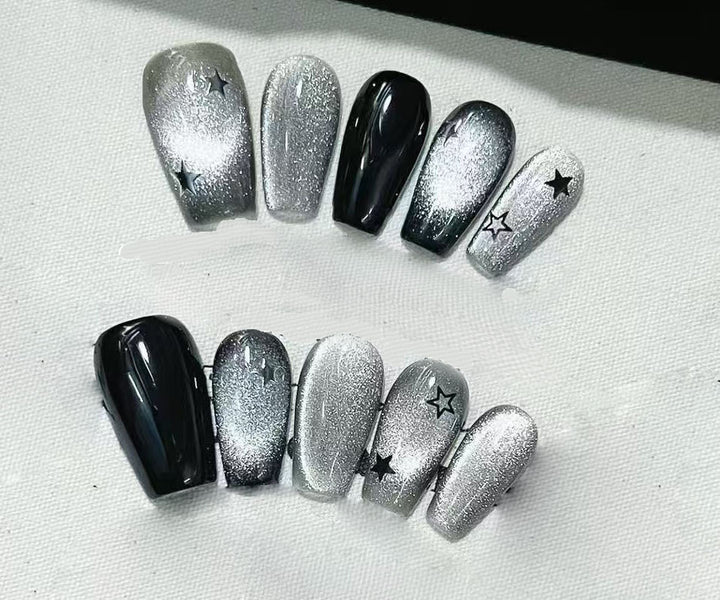 Glittery Star-Pattern Press-On Nail Art Set Stornfield
