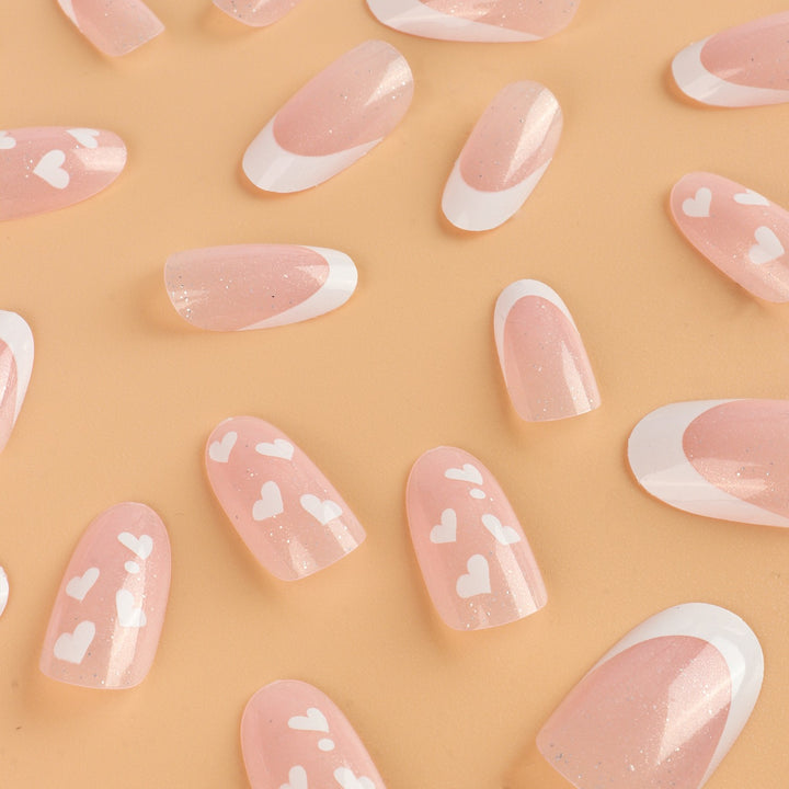 Heart-Embellished Press-On Nail Extensions Stornfield