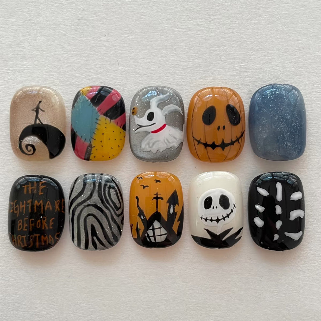 Themed Press-On Nail Set Featuring Halloween Motifs Stornfield