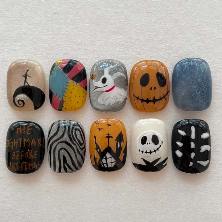 Themed Press-On Nail Set Featuring Halloween Motifs Stornfield