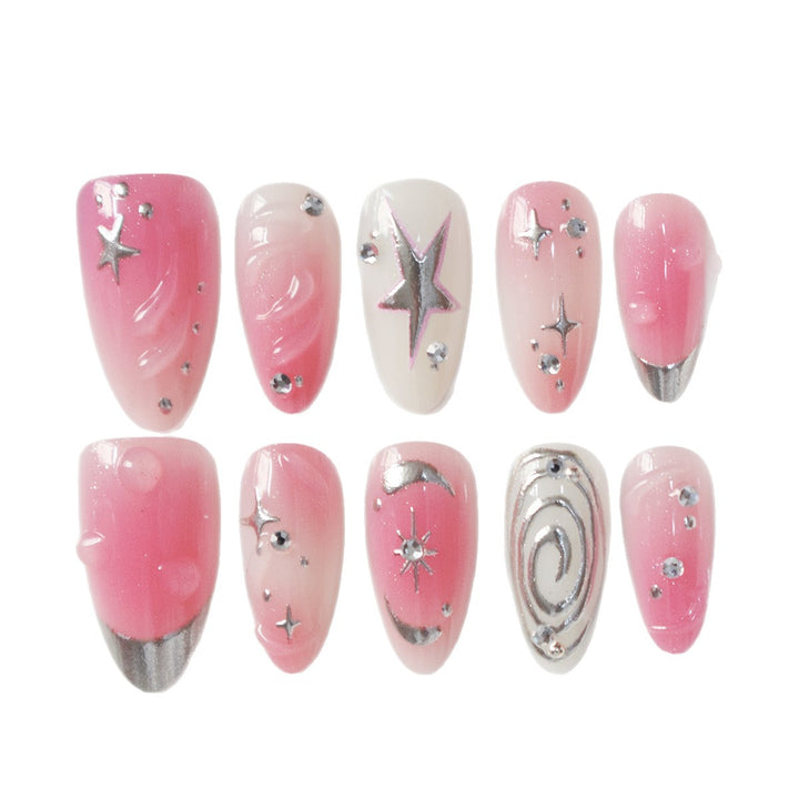 Artistic Star-Embellished Press-On Nail Design Stornfield