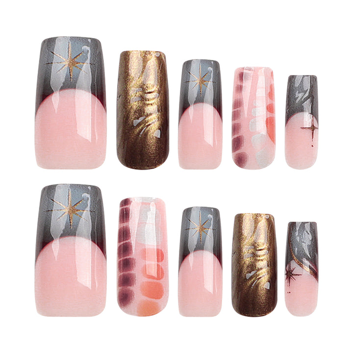 Artificial nail extensions with elegant floral design Stornfield