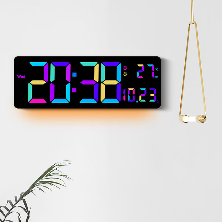 Digital Wall Clock with Multicolored LED Display Stornfield