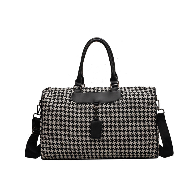 Stylish Houndstooth Pattern Travel Duffel Bag Stornfield