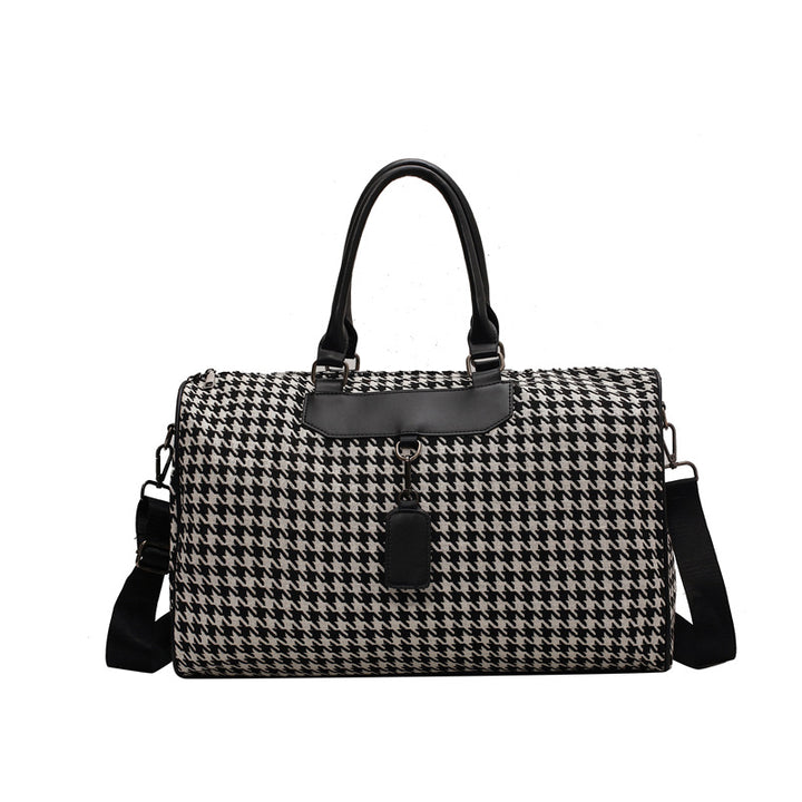 Stylish Houndstooth Pattern Travel Duffel Bag Stornfield