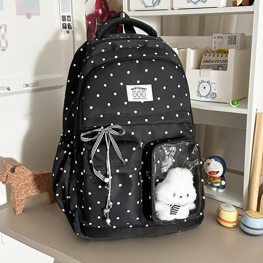 Playful Polka Dot Backpack with Transparent Window Stornfield