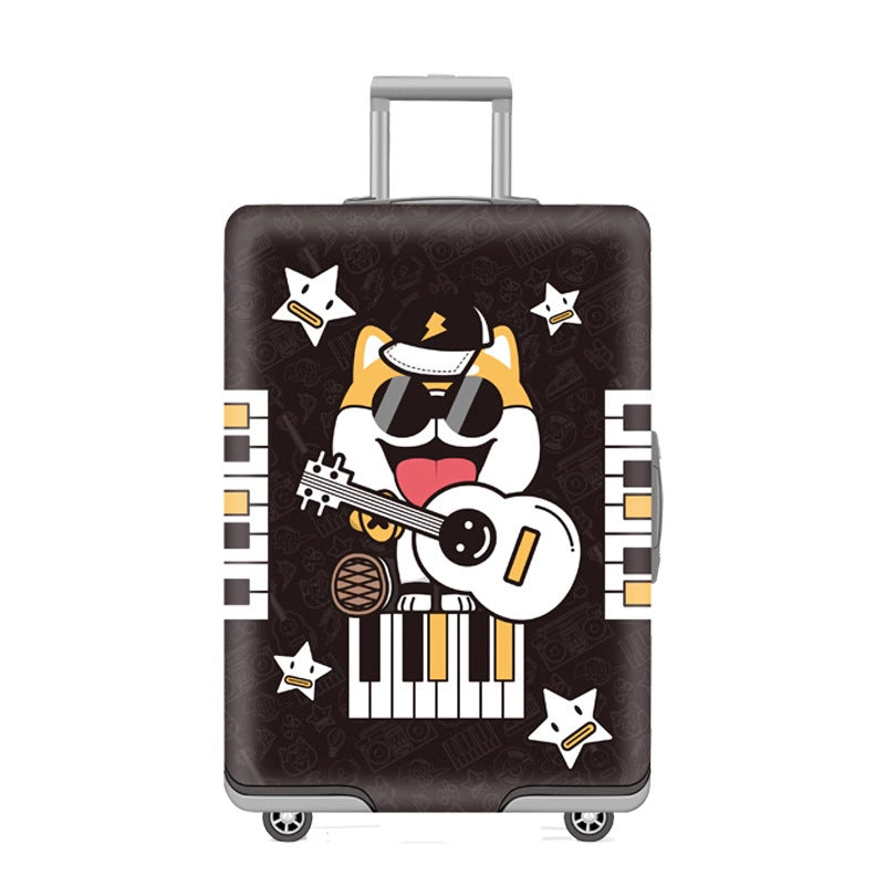 Unisex nan elastic motif suitcase cover made of stretchable polyester with handle and wheel openings Stornfield
