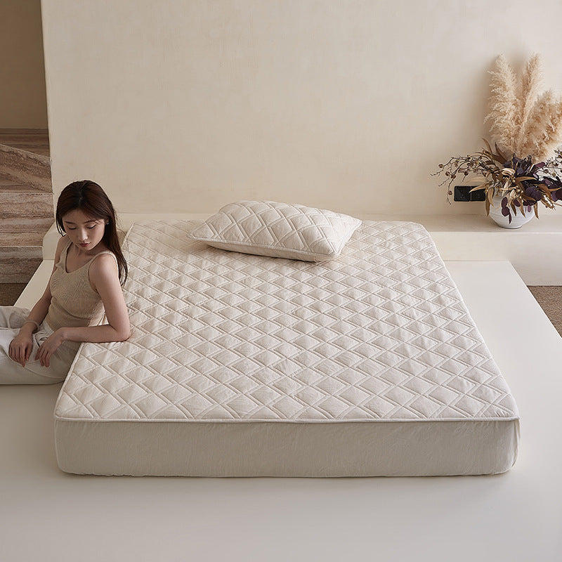 Quilted Breathable Fitted Mattress Topper Protector with Diamond Stitch and Hypoallergenic Cotton Shell