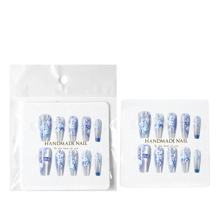 Artistic Floral Long Press-On Nail Set Stornfield