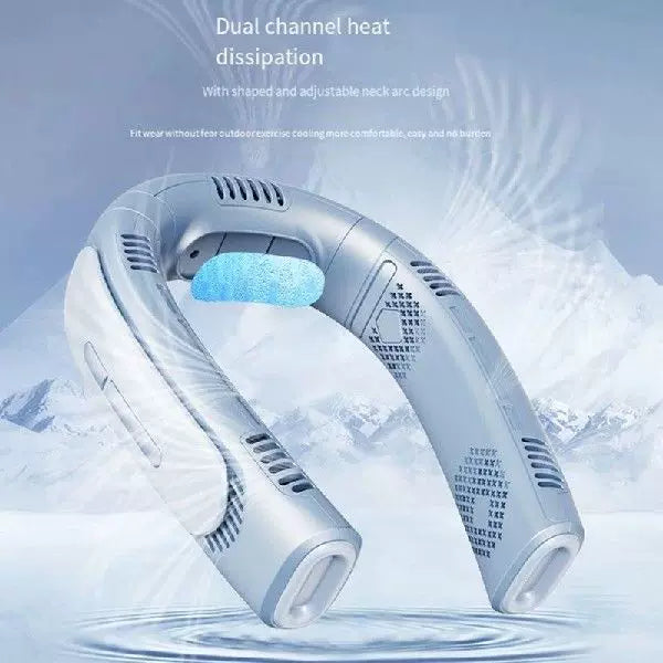 Unisex one-size portable rechargeable bladeless neck fan with adjustable airflow and quiet brushless motor Stornfield