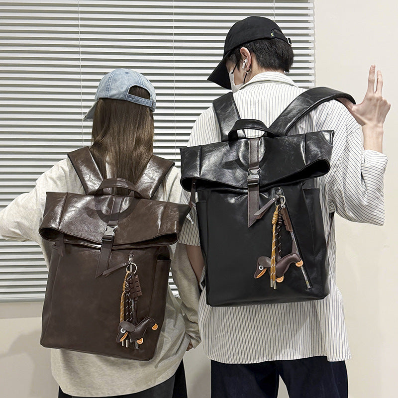 Versatile Leather Roll-Top Backpack Stornfield
