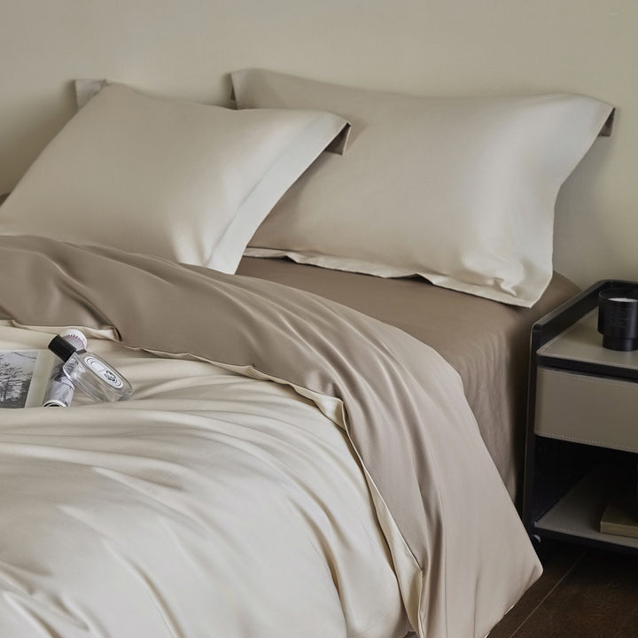 Luxurious cotton satin duvet cover set with hotel finish