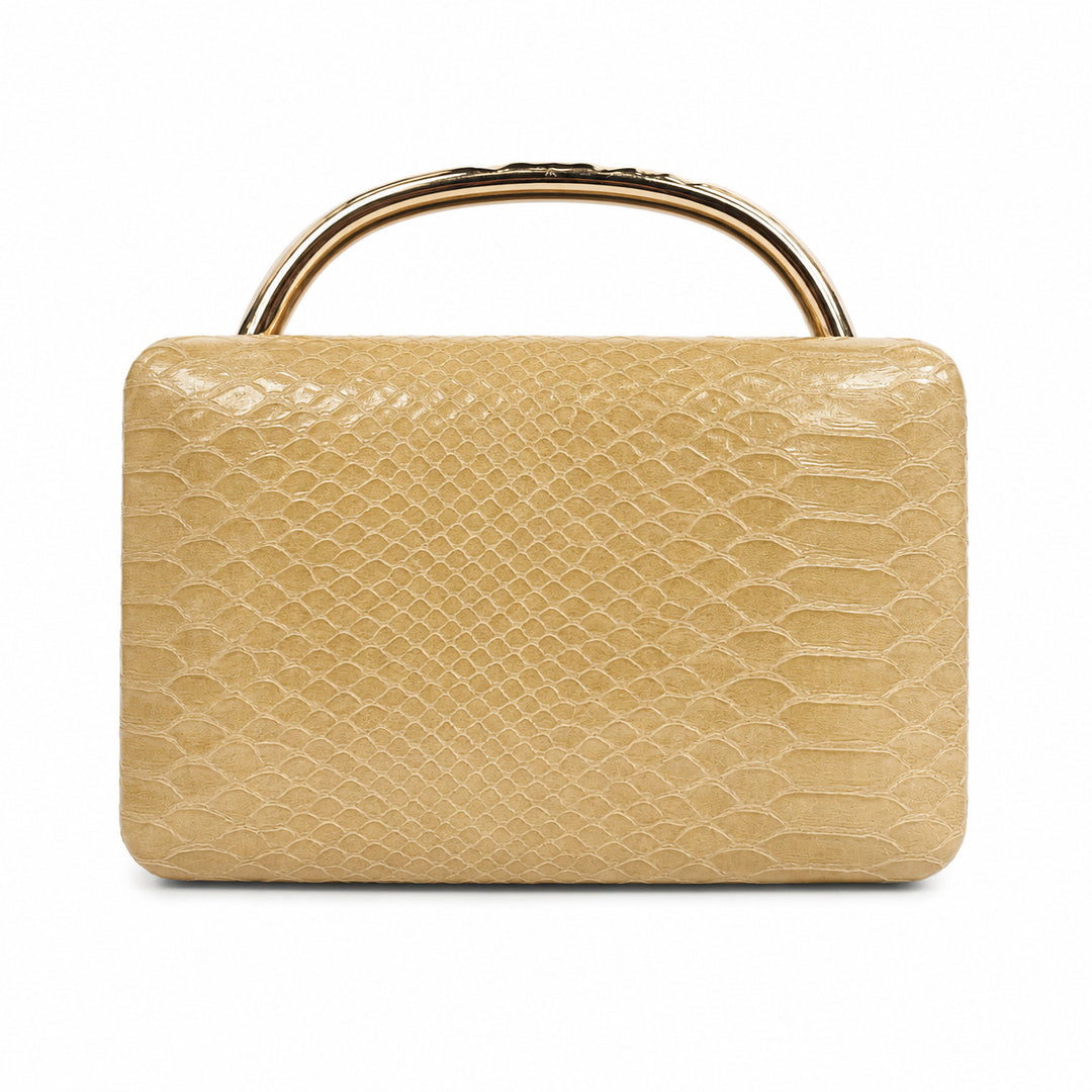 Structured Python-Embossed Handbag