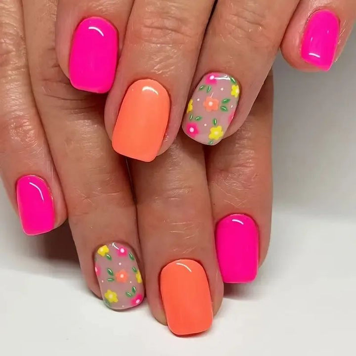 Floral Themed Acrylic Nail Art Stornfield