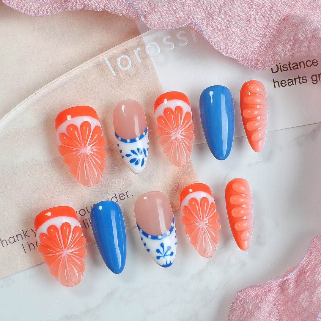 Nail art set with floral and colorful designs Stornfield