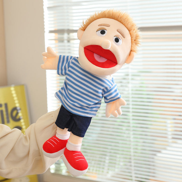Hand Puppet Plush Boy Character with Movable Mouth and Soft Fabric Body Stornfield
