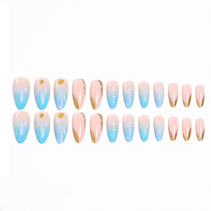 Acrylic nail set with glitter and shell design Stornfield