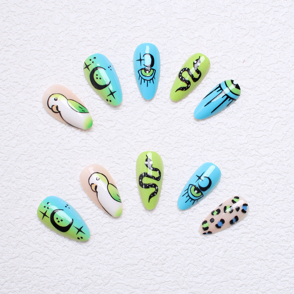 Artificial nail set with playful animal designs and eye-catching 3D designs Stornfield
