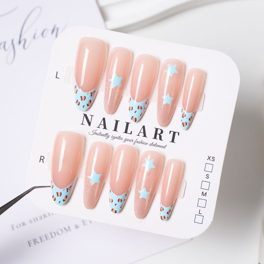 Artistic Press-On Nail Set with Cute Character Designs Stornfield