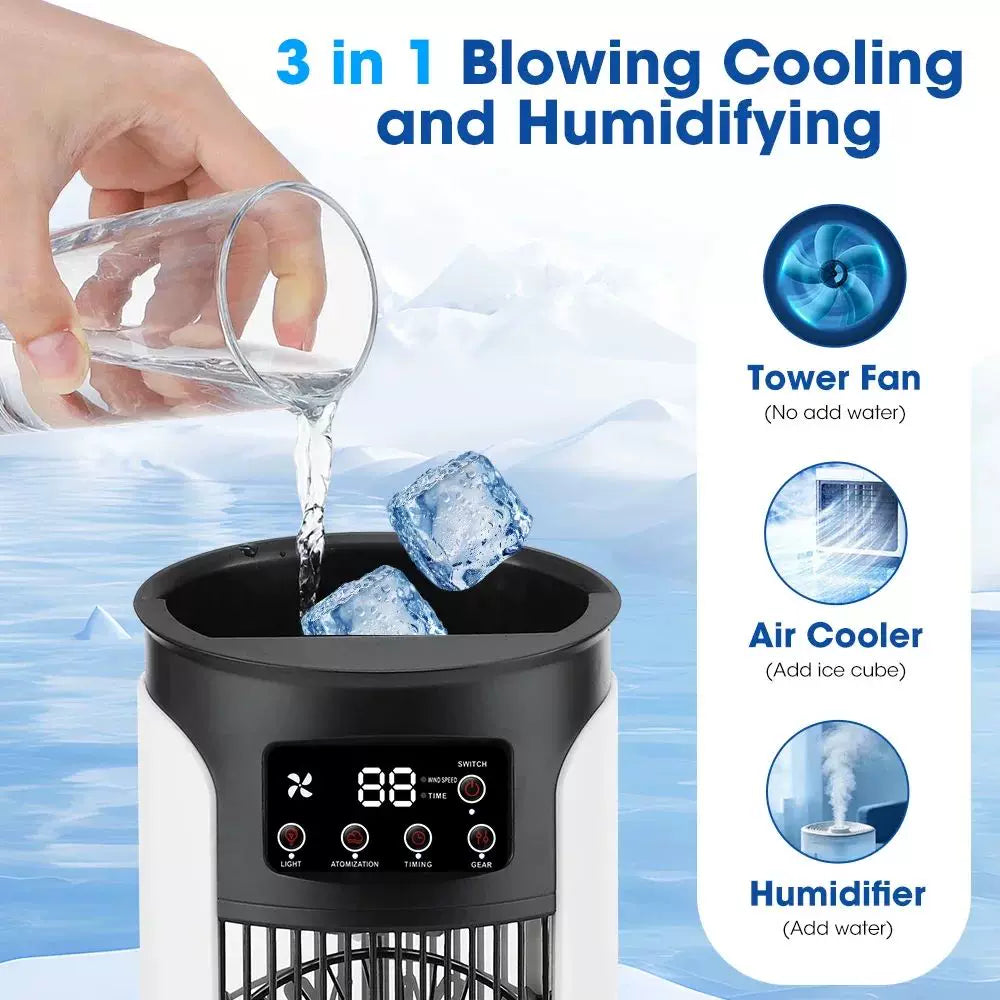 Unisex One Size Compact Personal Evaporative Tower Cooler with Refillable Ice Packs, Whisper Quiet Fan and Touch Control Stornfield
