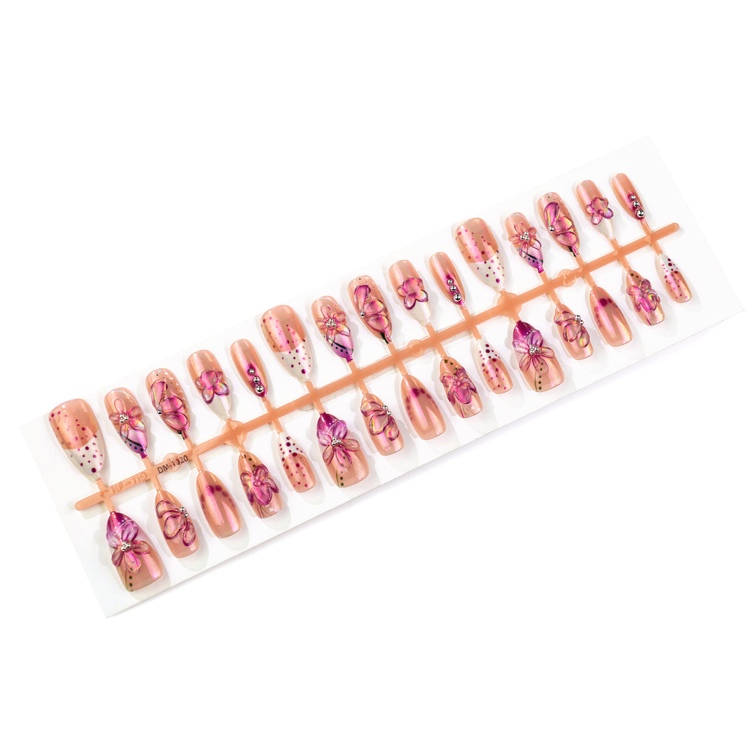 Floral Embellished Press-On Nail Art Set Stornfield