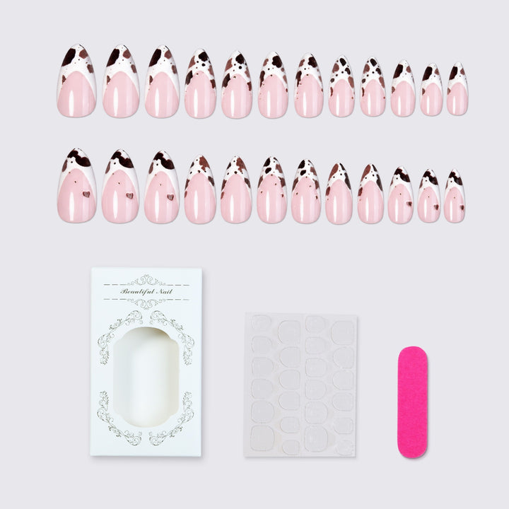 Exquisite artificial nail set with elegant coffee stain design Stornfield