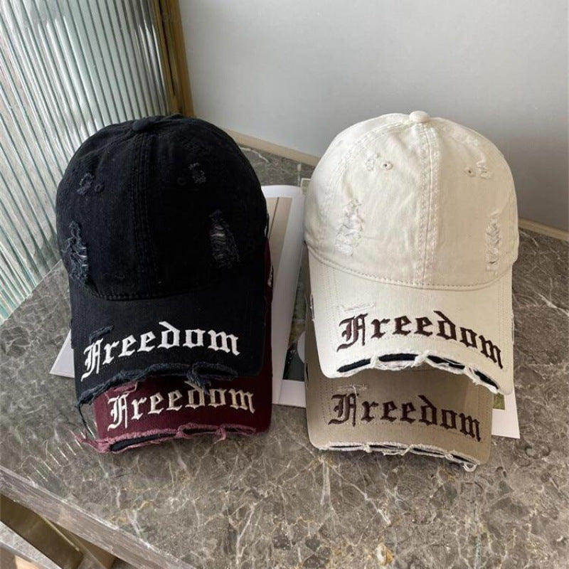 Women's Distressed Freedom Embroidered Baseball Cap Stornfield