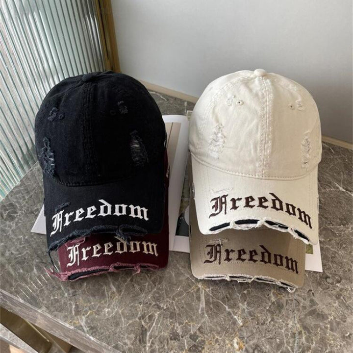 Women's Distressed Freedom Embroidered Baseball Cap Stornfield