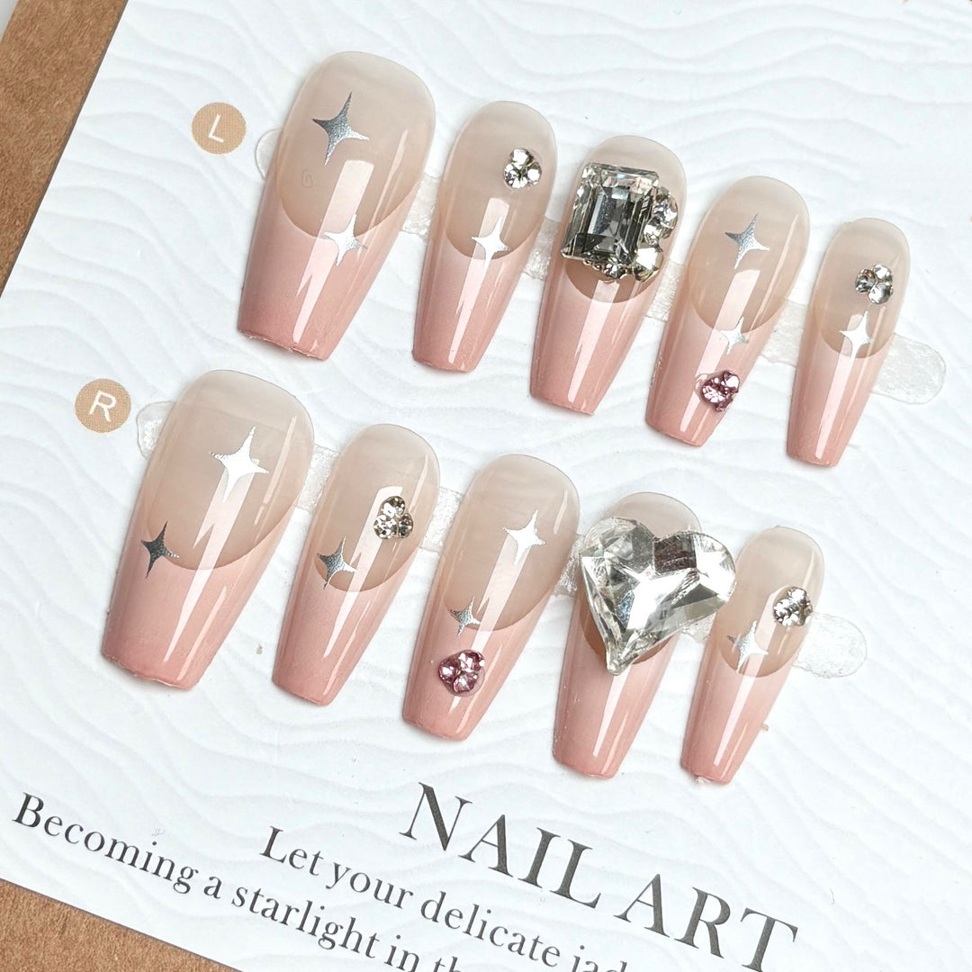 Glamorous Star-Embellished Press-On Nail Set