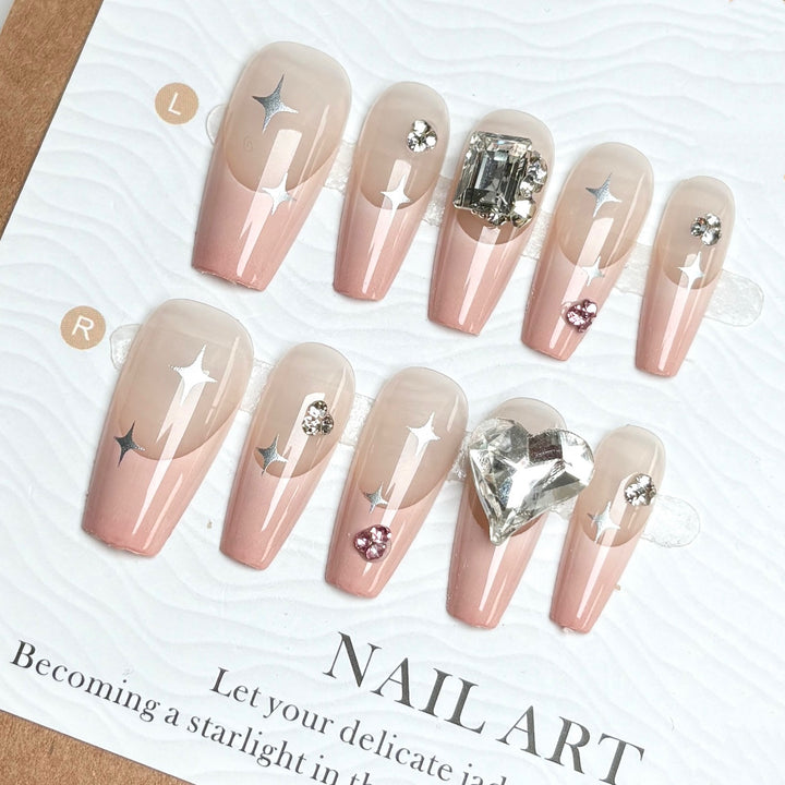 Glamorous Star-Embellished Press-On Nail Set
