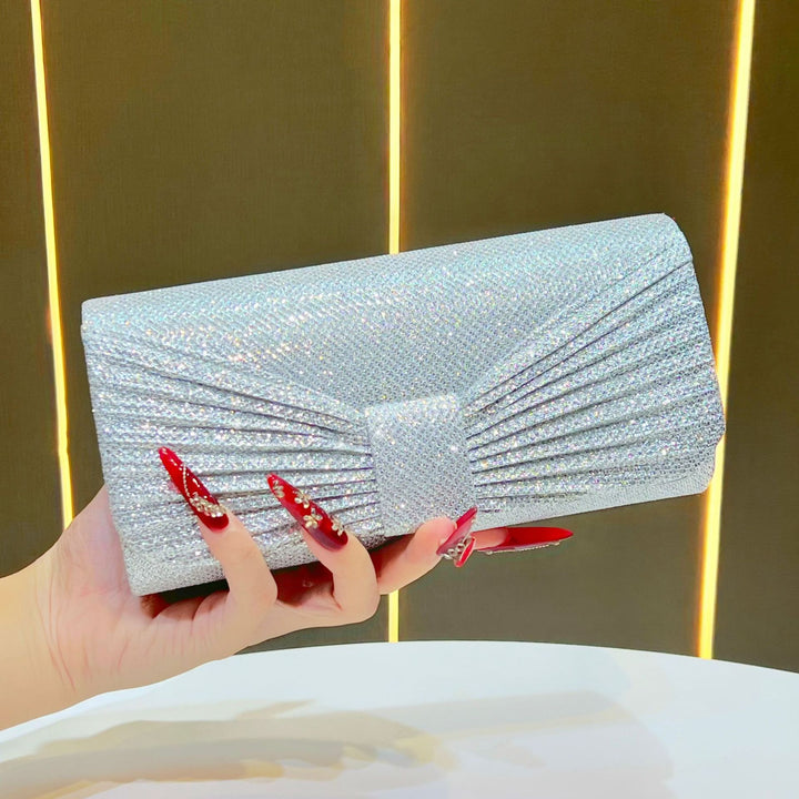 Glittering Pleated Evening Clutch