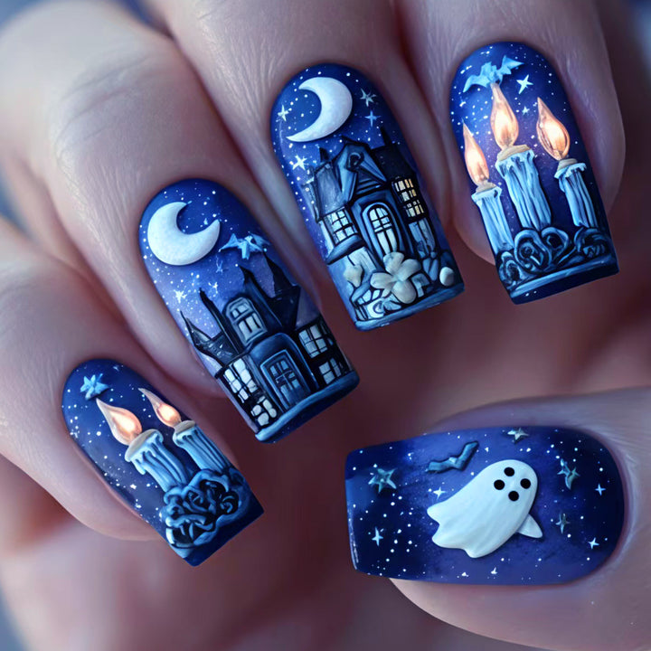 Creative art nails with festive Halloween design Stornfield