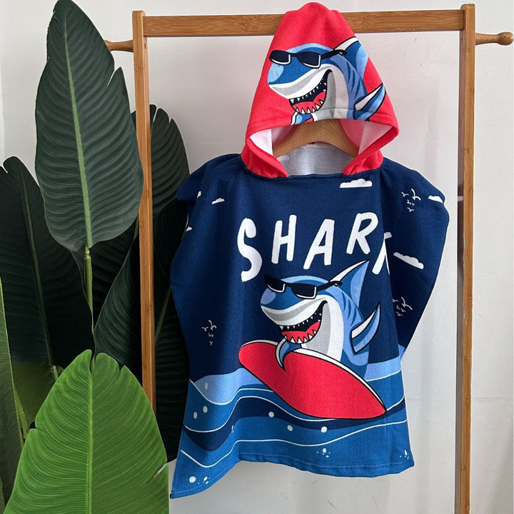 Kids' Shark-Themed Hooded Towel Poncho Stornfield