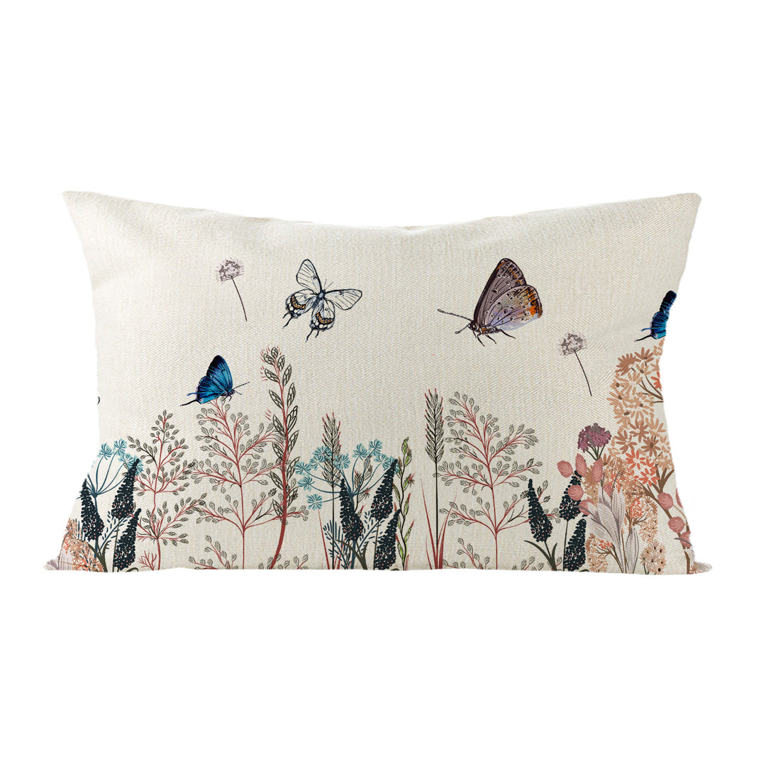 Botanical Watercolor Cotton-Linen Throw Pillow Cover