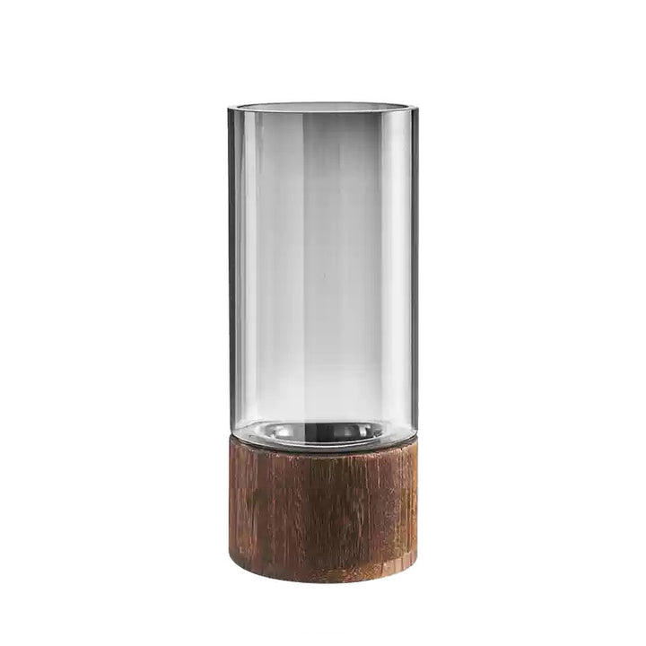 High-quality glass vase with wooden base Stornfield