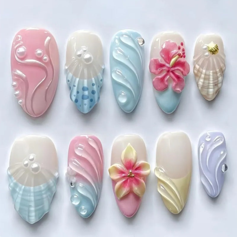 Nature-Themed Artistic Press-On Nail Set Stornfield