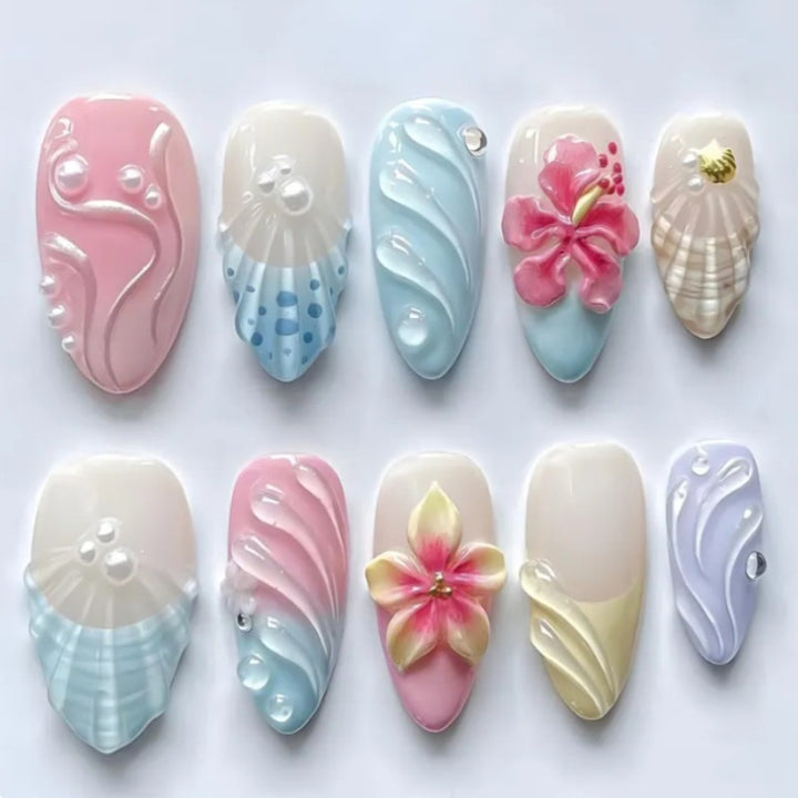 Nature-Themed Artistic Press-On Nail Set Stornfield