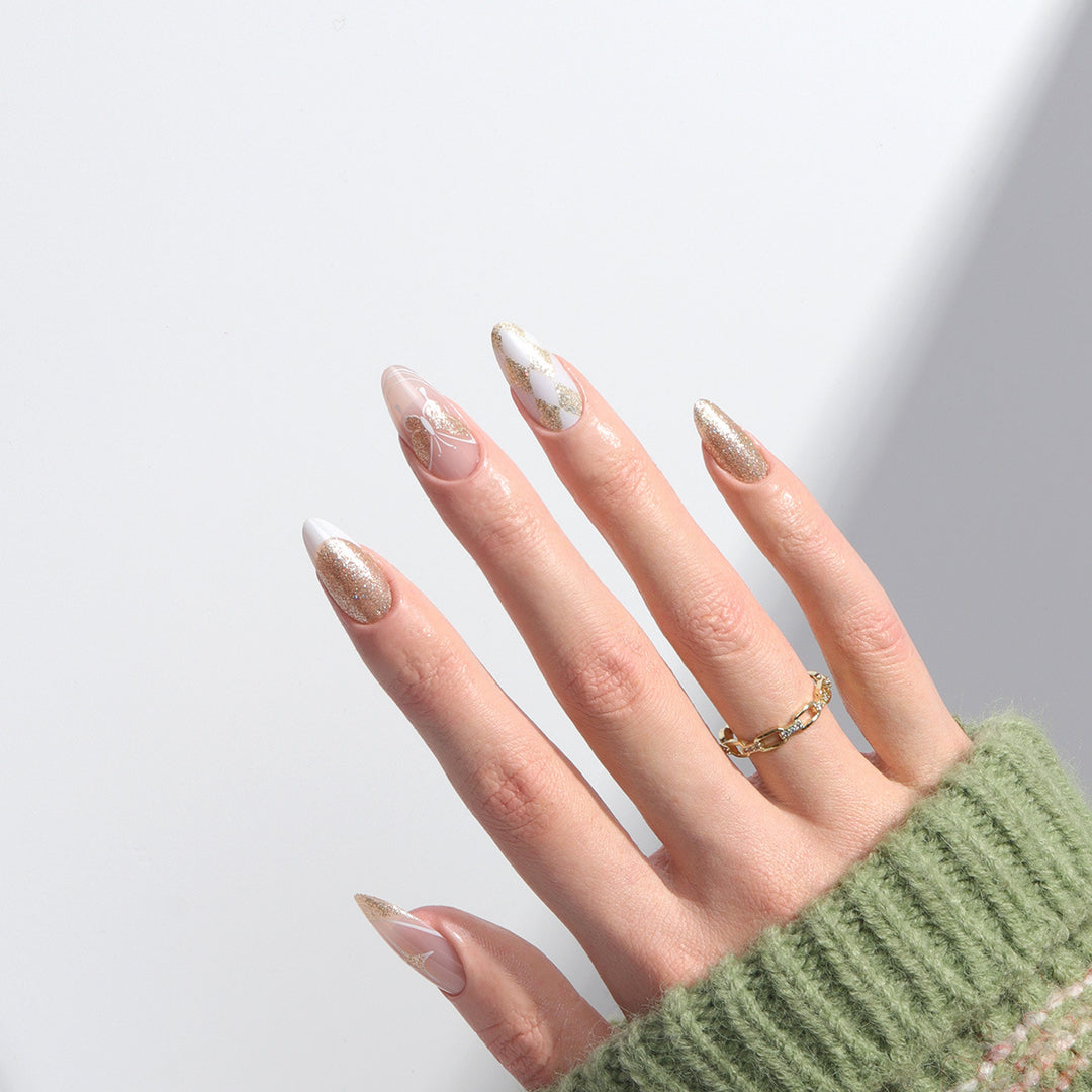 Glamorous Stiletto Press-On Nails with Glitter and Decorative Accents Stornfield