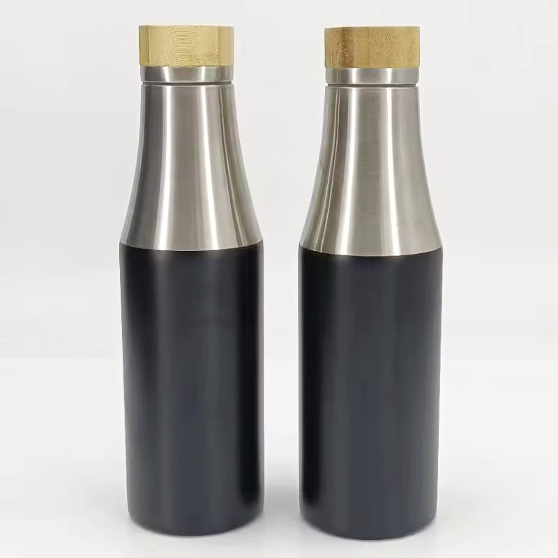 Women double-walled stainless steel drinking bottle with bamboo lid Stornfield