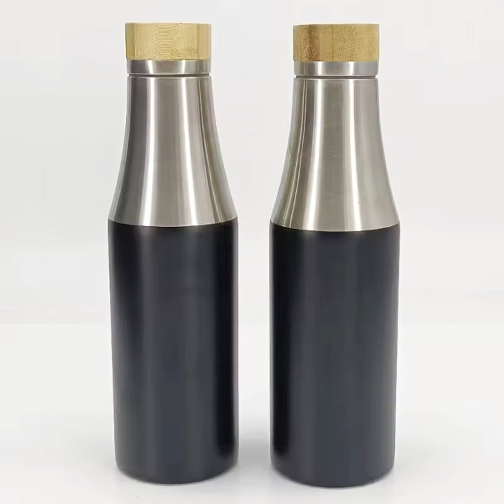 Women double-walled stainless steel drinking bottle with bamboo lid Stornfield