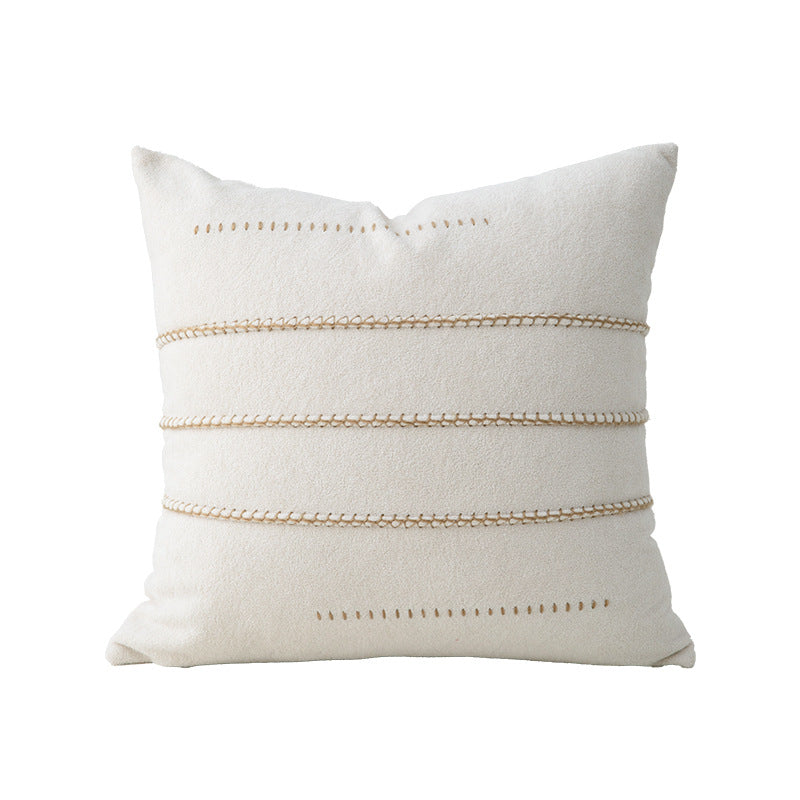 Decorative bouclé pillow with teddy fleece structure and decorative stitching Stornfield