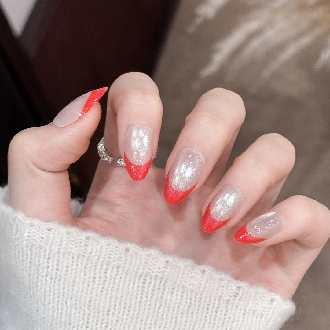 Glossy French Tip Press-On Nails